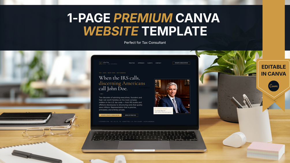 Tax Consultant Canva Website Template for Accounting Firms preview