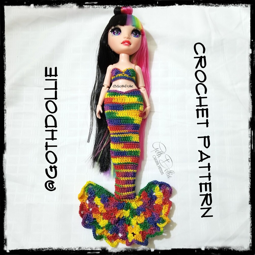 RH Doll Mermaid Outfit Crochet Pattern by GothDollie