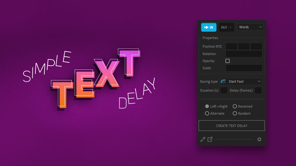 text delay after effects free download