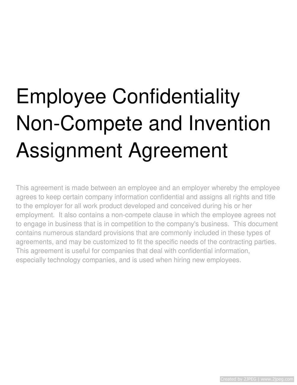 Employee Confidentiality and Invention Assignment Agreement
