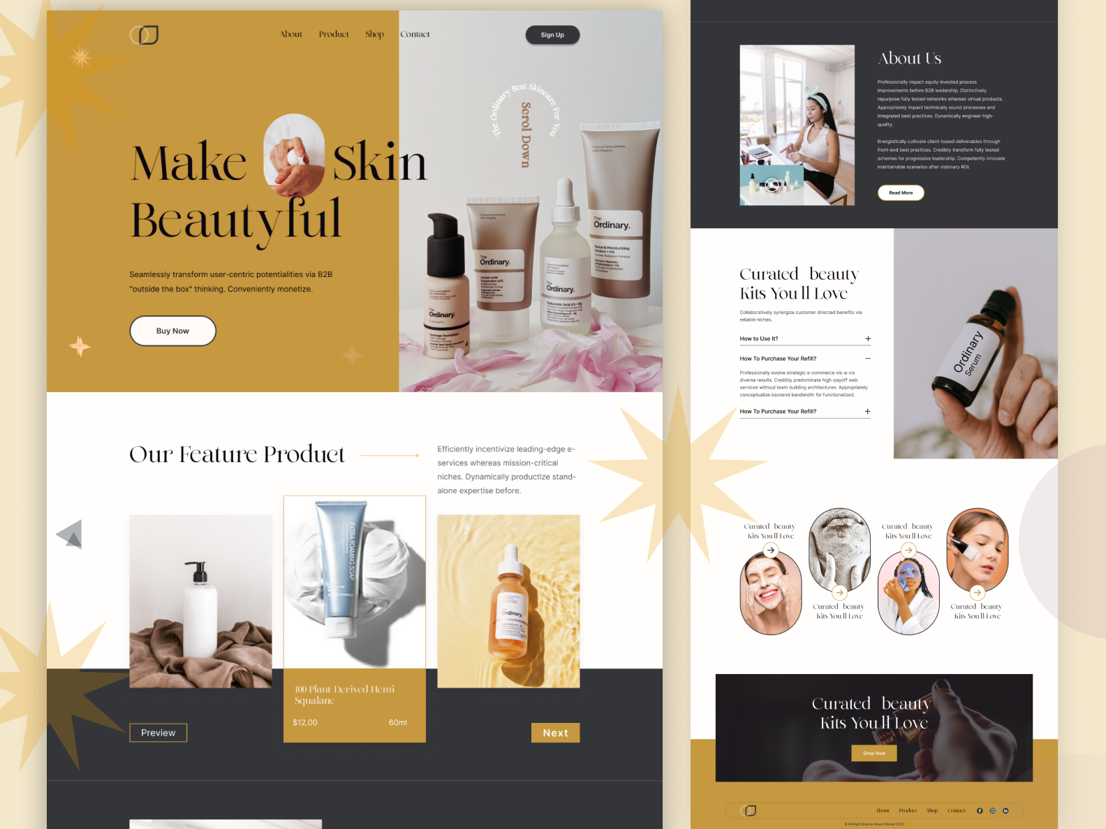 Skin Care site Landing page