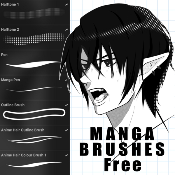 10 Basic Brushes For Manga/ Comic (FREE) by JenJenDraw