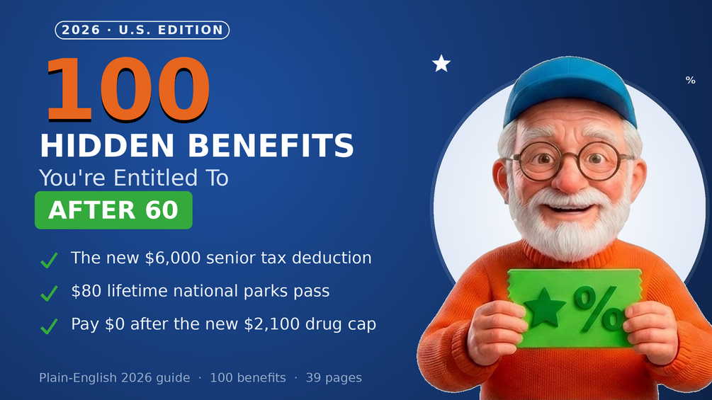 100 Hidden Benefits You're Entitled To After 60 — 2026 U.S. guide cover