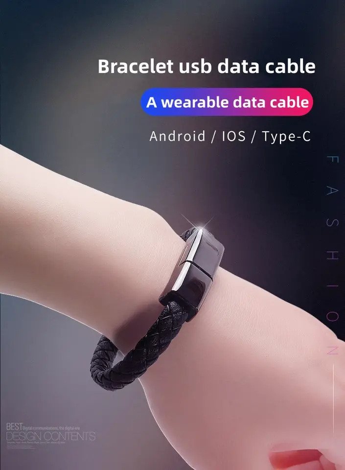 Micro USB Bracelet Durable Leather Charging Cable