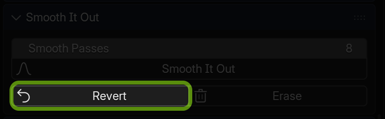 Revert button highlighted in the Smooth It Out panel