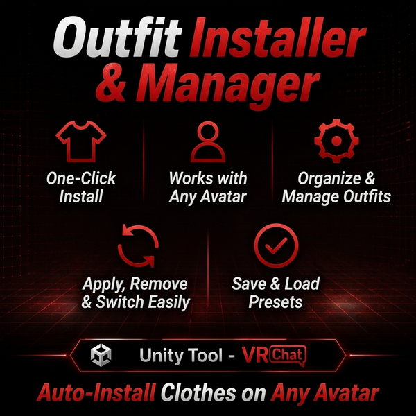 [[Unity Tool - VRChat]] Outfit Installer & Manager – Auto-Install Clothes on Any Avatar | esp-eng-jap