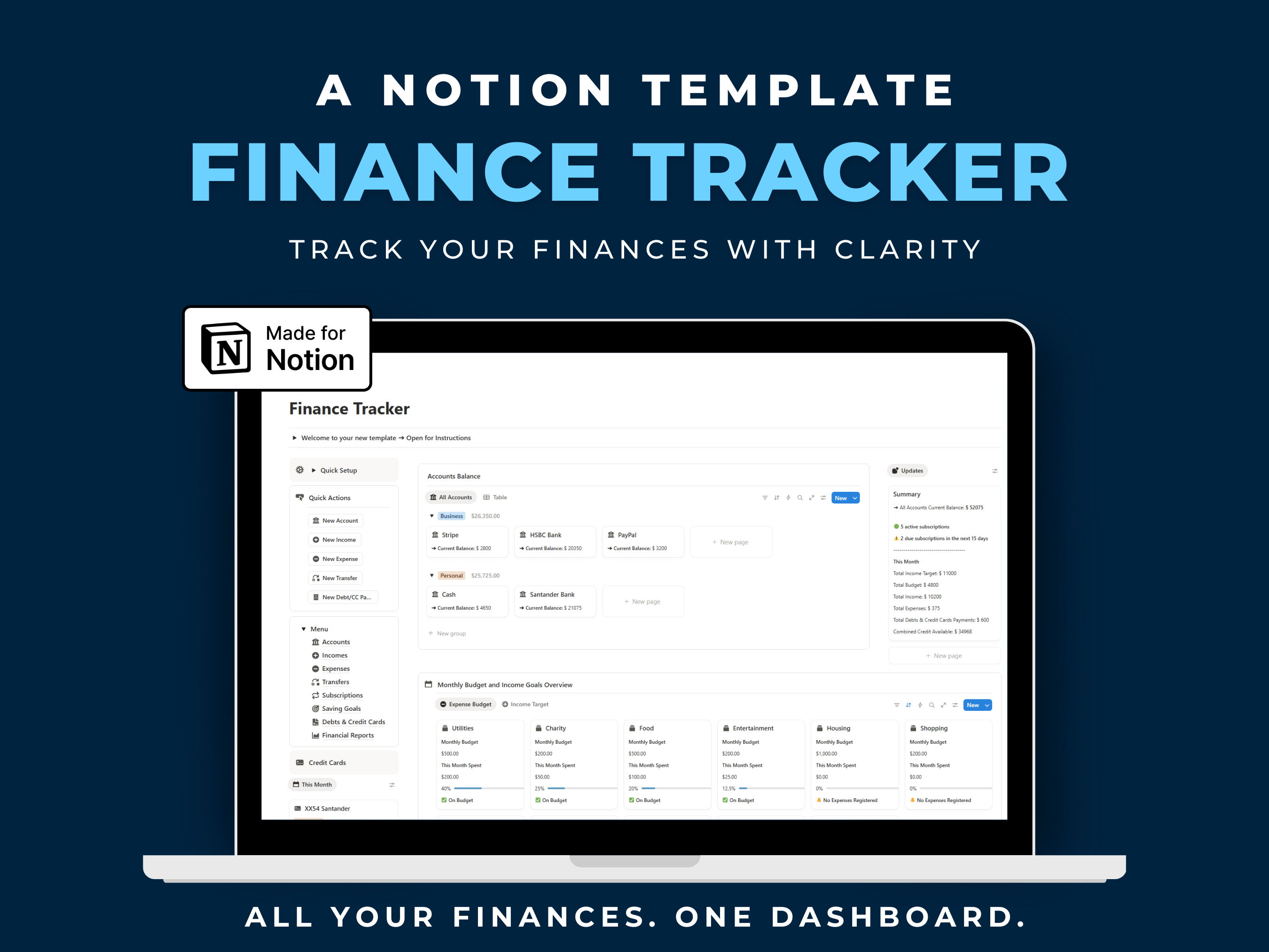Imagen descriptiva de producto Finance Tracker Notion Template