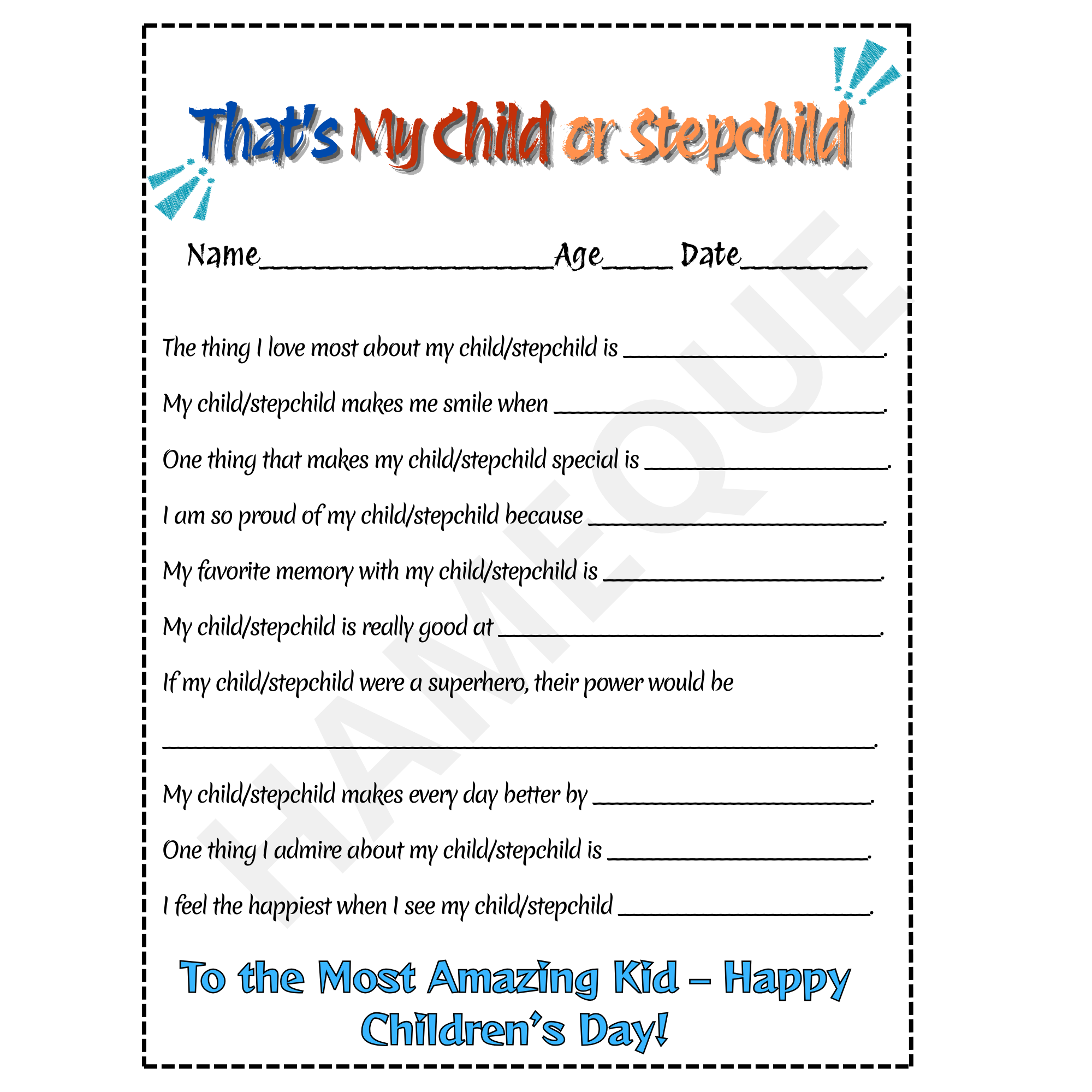 All About My Child Questionnaire