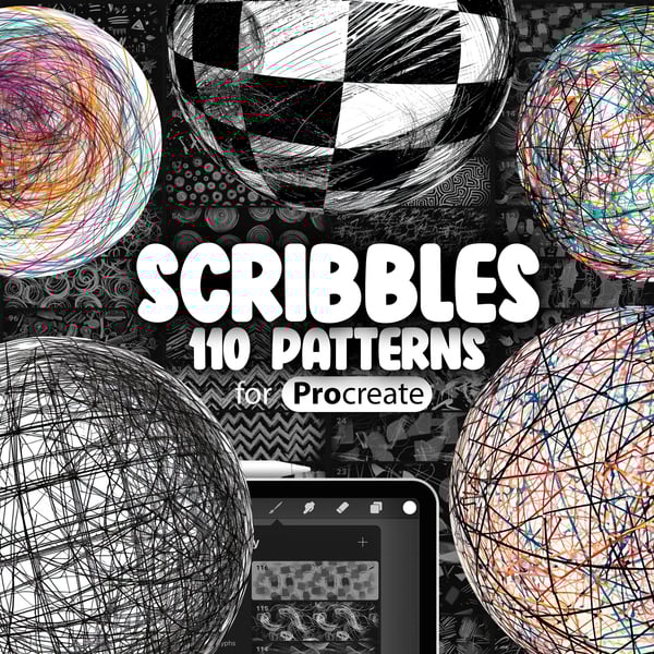 110 Procreate Scribbles Patterns Brushes Collection by ProCreativeBreeze