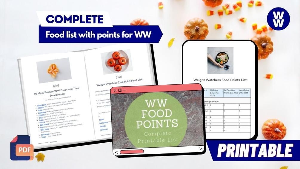 Complete Weight Watchers Food List with Points (Printable)