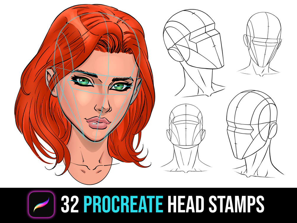 Procreate Head Templates | Portrait Guides | Brush Pack by Robert A. Marzullo