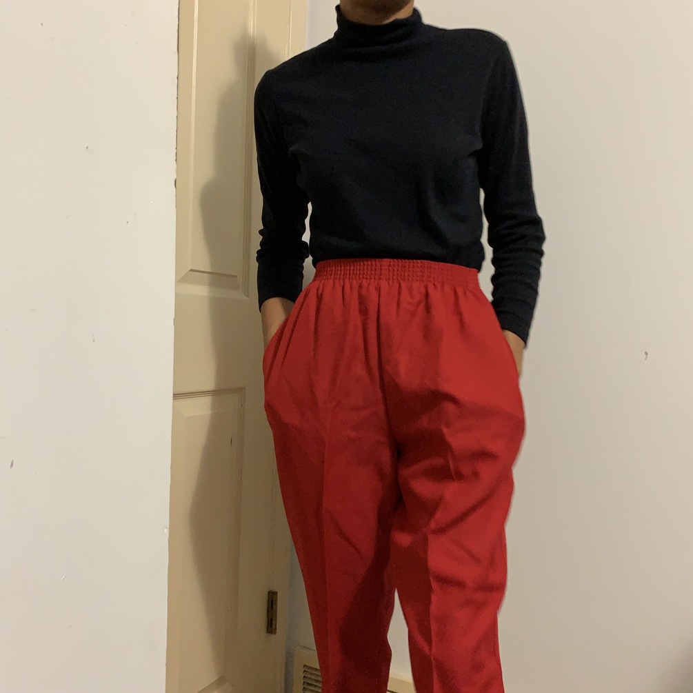 Red - Jacquard Weave Cotton Elasticated Pant main image 1