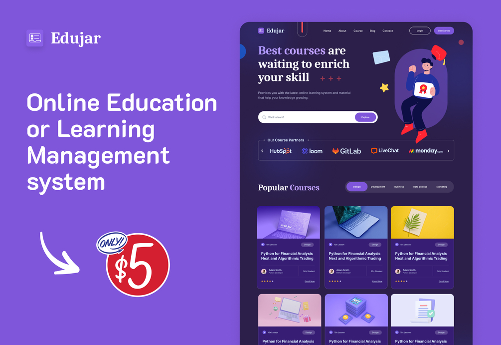 Education Website template design for e-learning platform educational ...