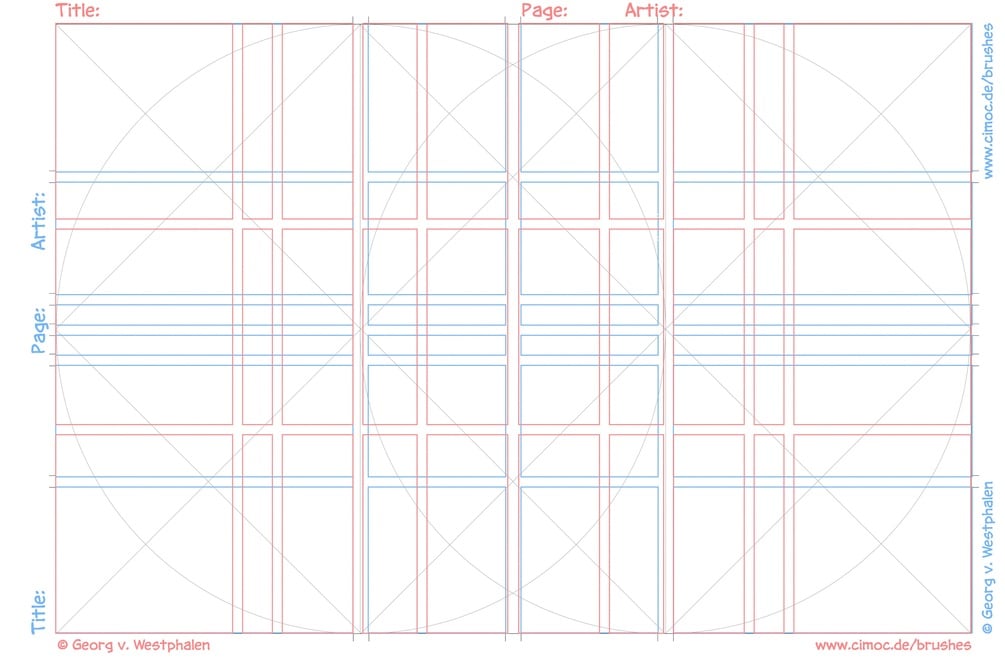 FREE Comic Page Layout Templates with Golden Ratio Layer for Procreate