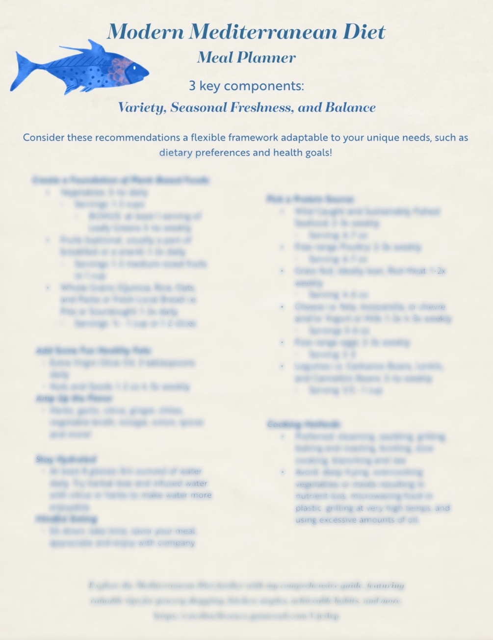 Modern mediterranean diet meal planner freebie