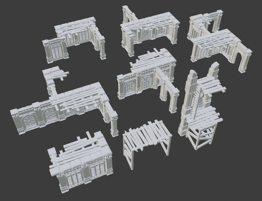 ruin building Warhammer terrain model 3D model 3D printable