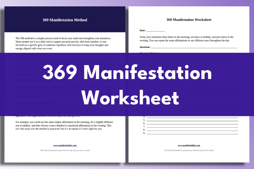 369 Manifestation Worksheet