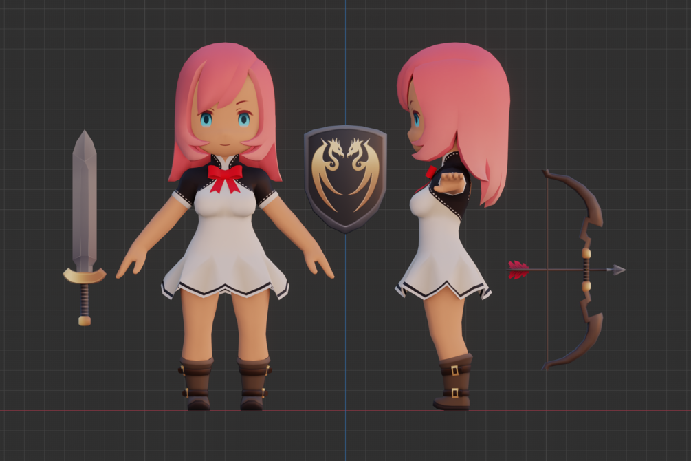 Chibi Girl Base 3D Characters