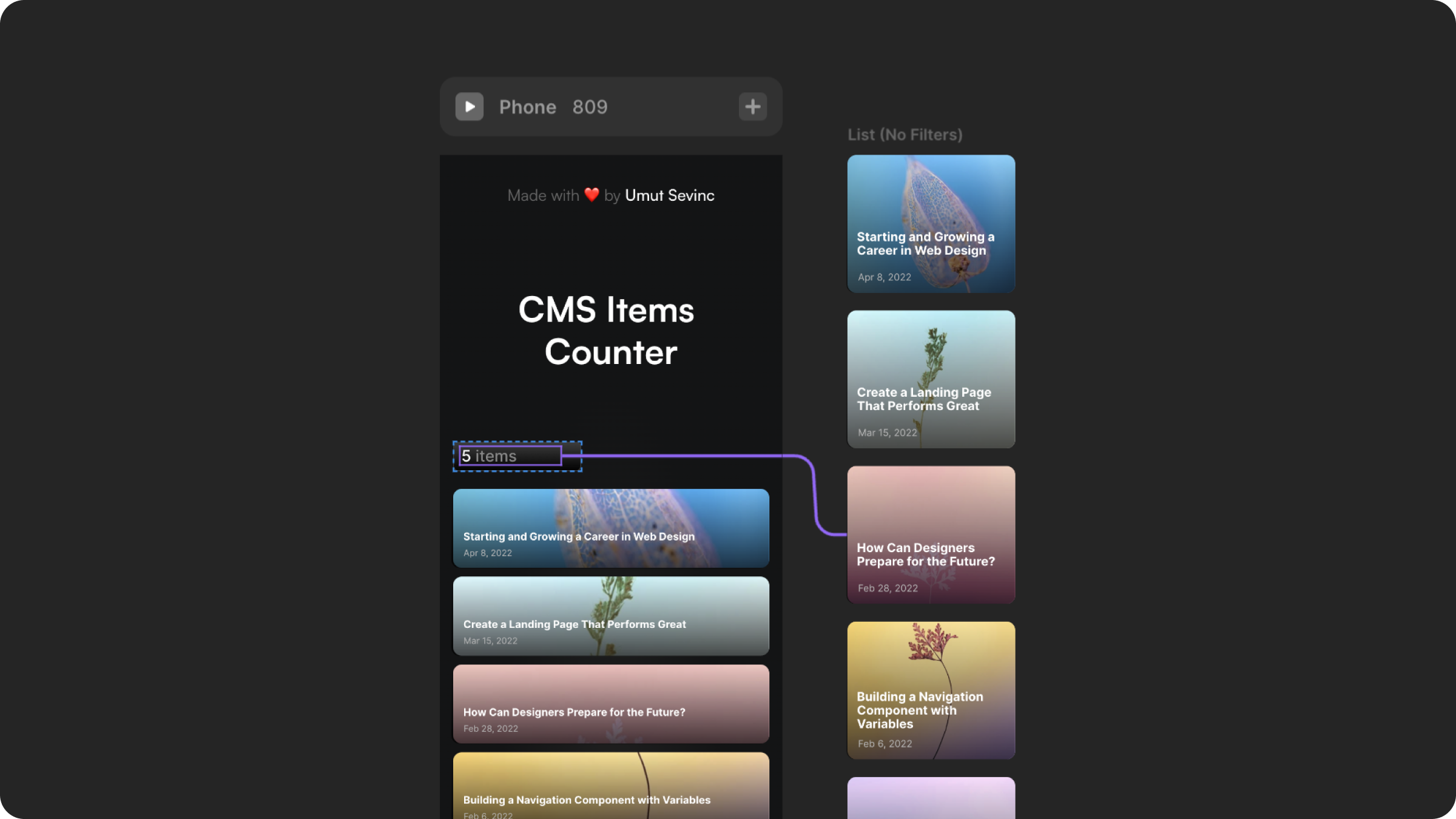 Framer CMS Item Counter Component