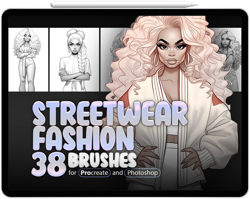 38 Girls in Streetwear Style Brushes Collection for Procreate and Photoshop by ProCreativeBreeze