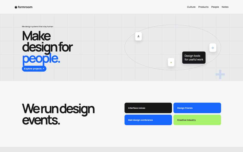 Wide desktop walkthrough GIF for Formroom — Design Portfolio Website Template