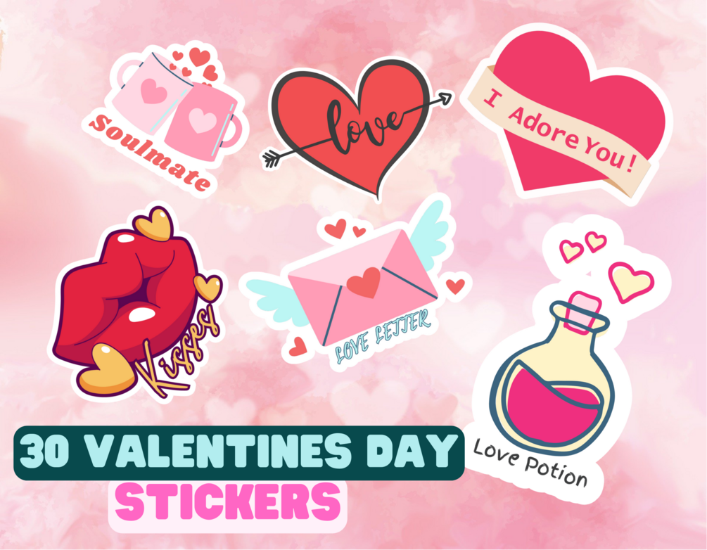 Valentine's Day Stickers- Love Stickers - Printable Valentines Day Stickers
