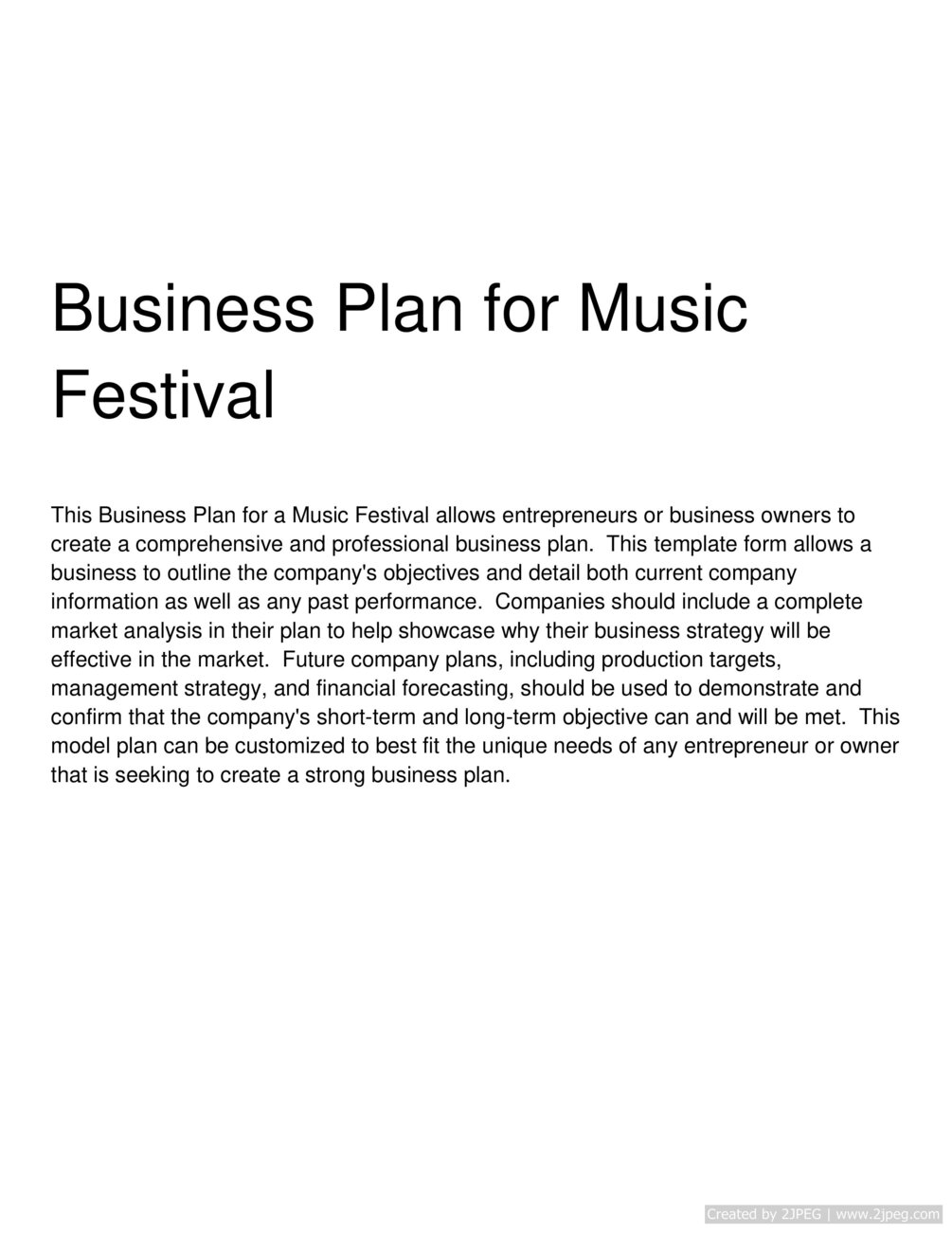 business plan for music company