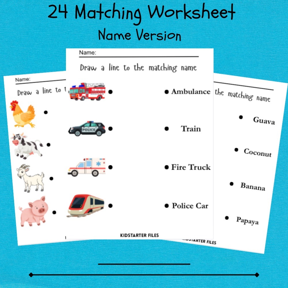 Printable Matching Name Worksheets A-Z | Mixed Themes for Early ...