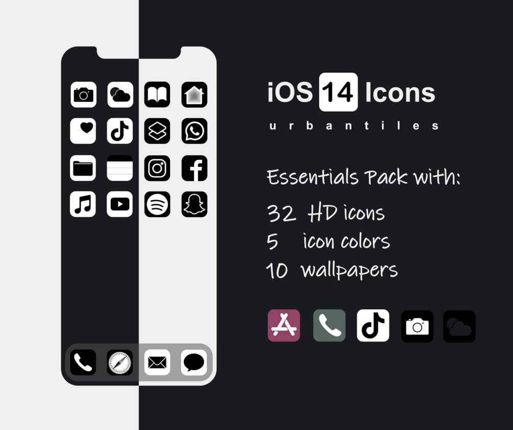 iOS 14 Icons Essentials Pack (5 urban styles)