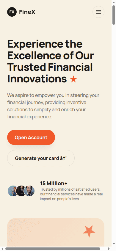 Animated mobile walkthrough of the FineX website