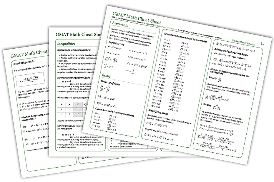 GMAT Math Cheat Sheet