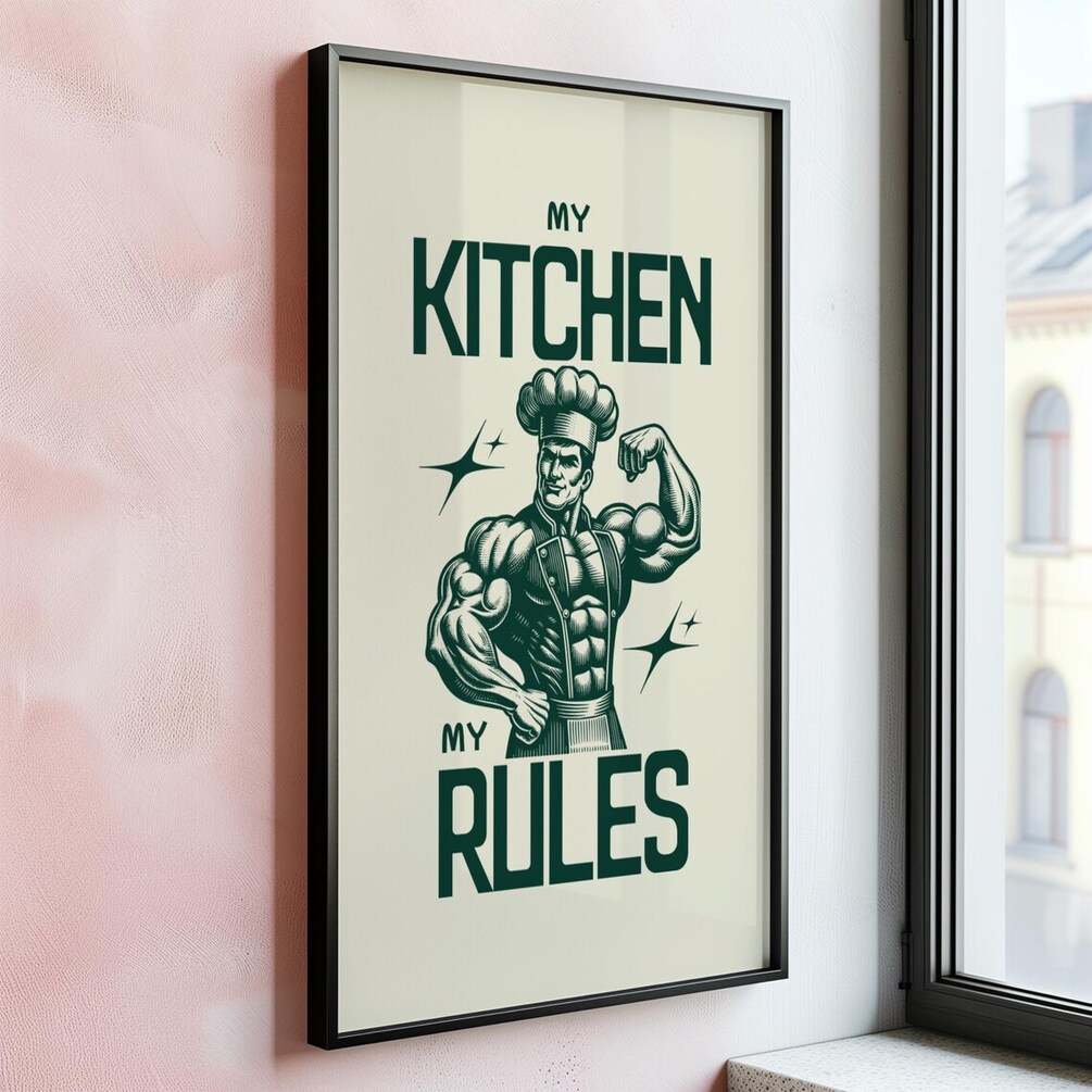Vintage Kitchen Wall Decor | Kitchen Rules Wall Art | Home Cook Gift
