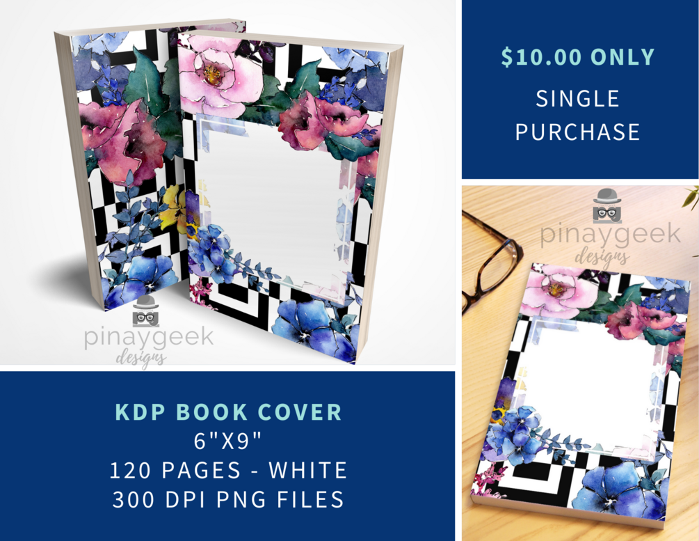 6"x9" Modern Floral KDP Paperback Cover 120 Pages White FULL