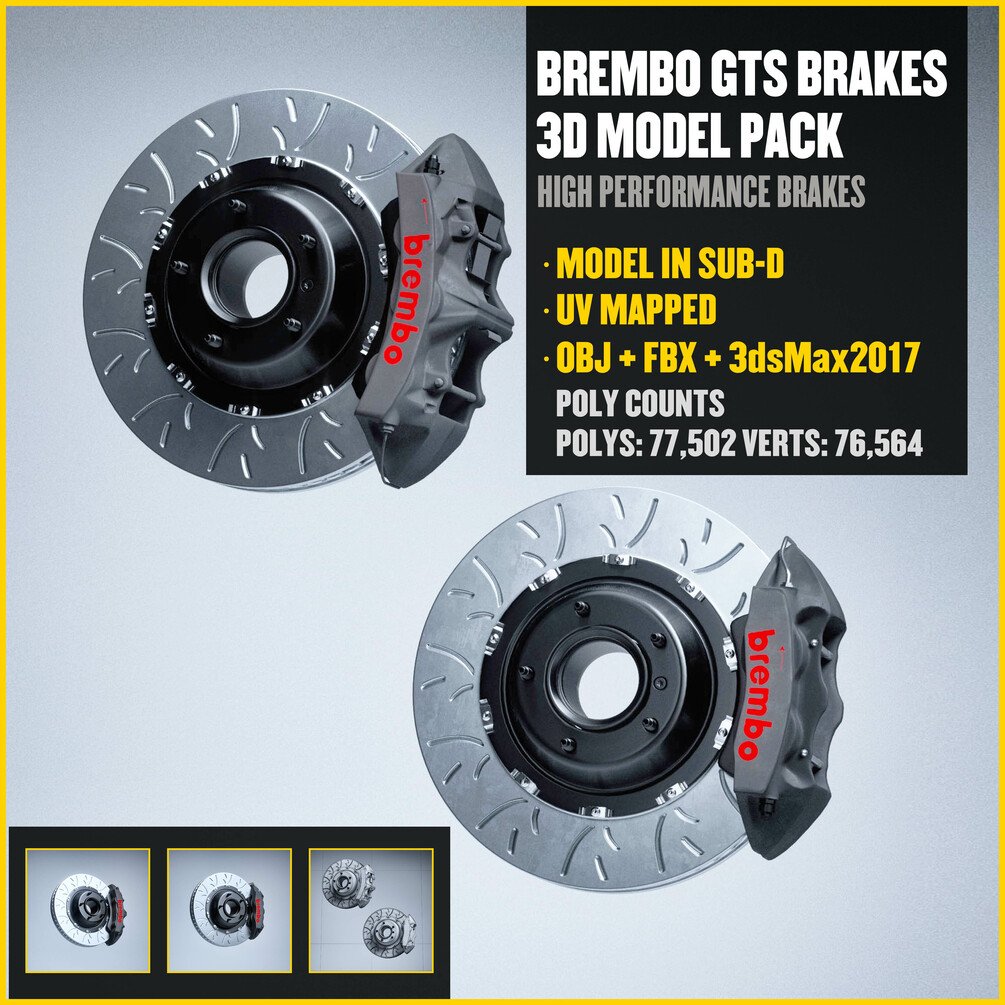 Brembo GTS 3D Model, UV Mapped, 8K PBR Textures