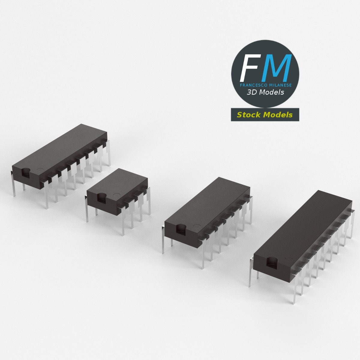 3D MODEL - Integrated circuits chips