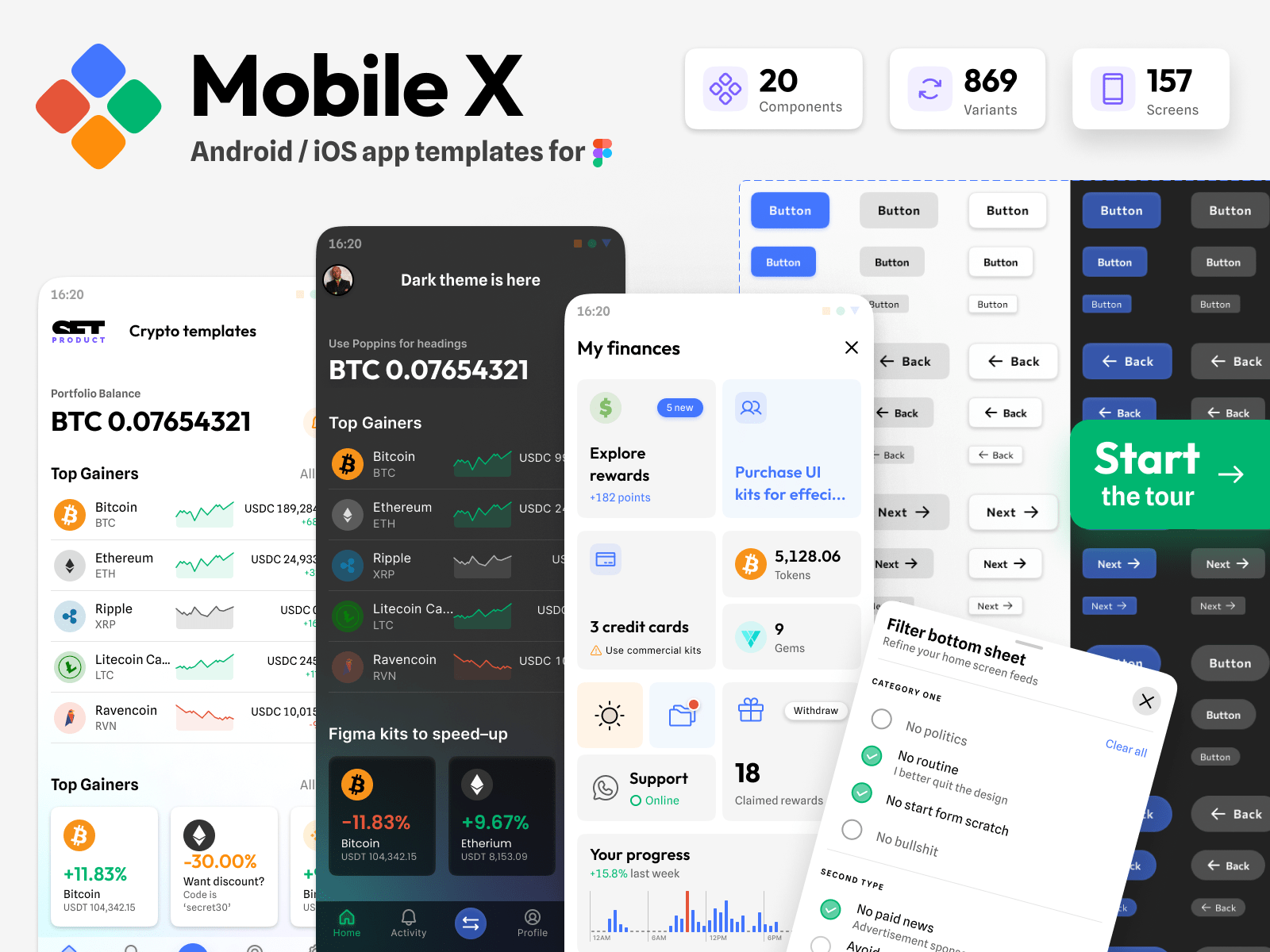 Figma Mobile X UI kit — iOS & Android app templates
