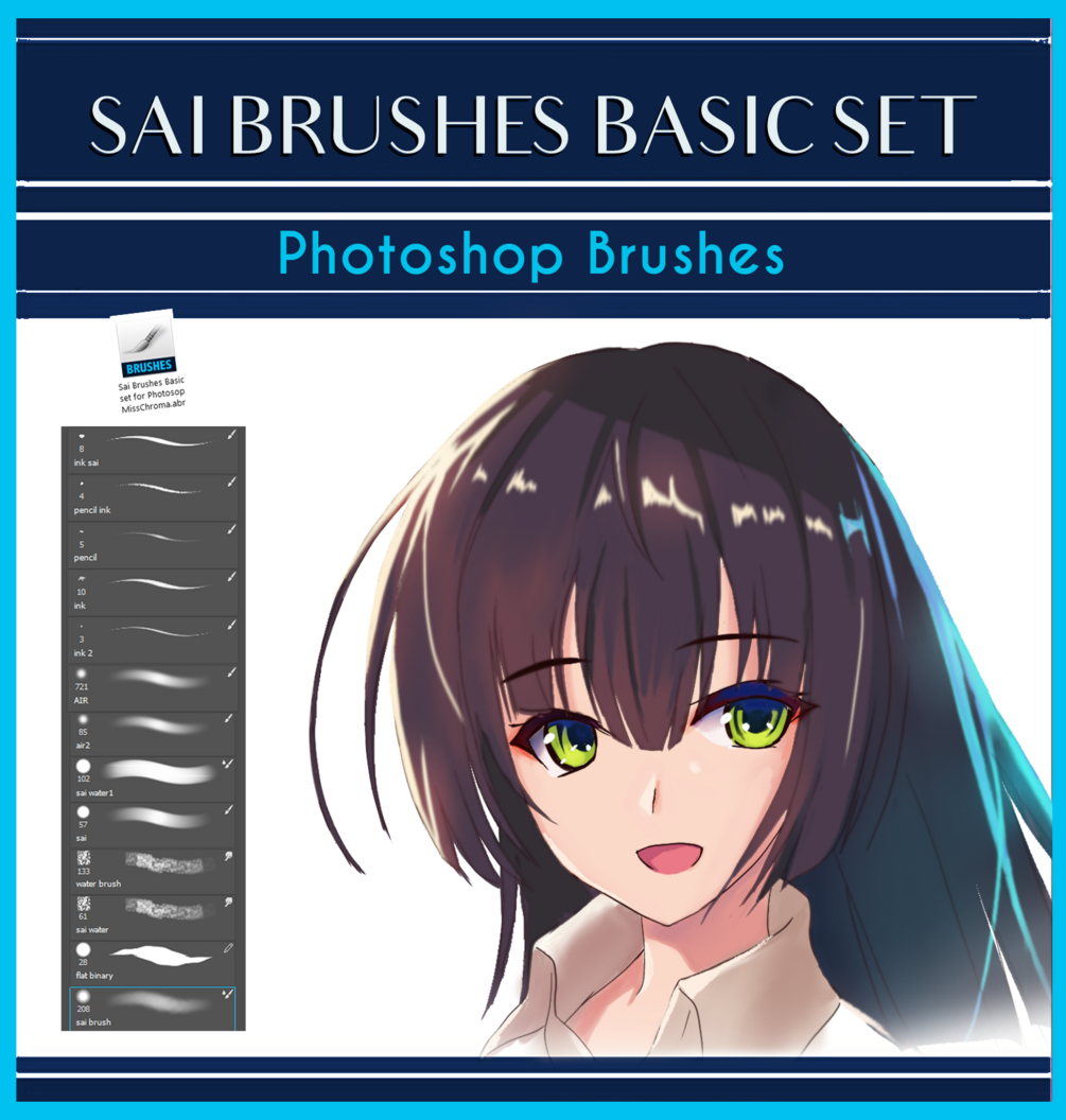 Paint tool Sai basic set brushes for Photoshop by Marina