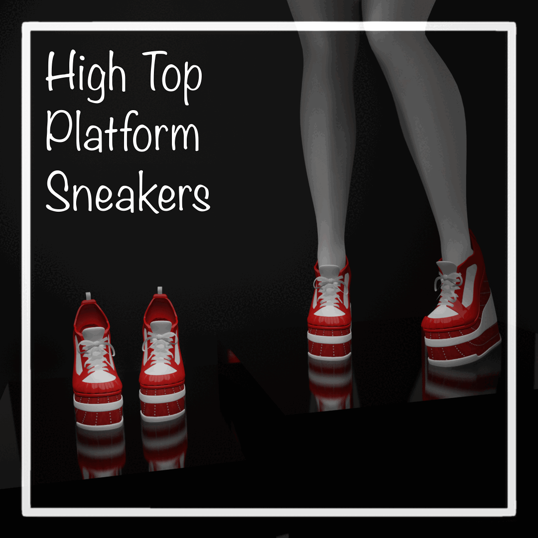 High Top Platform Sneakers (base ZinPia Fitbase heeled) [Comercial and Personal]