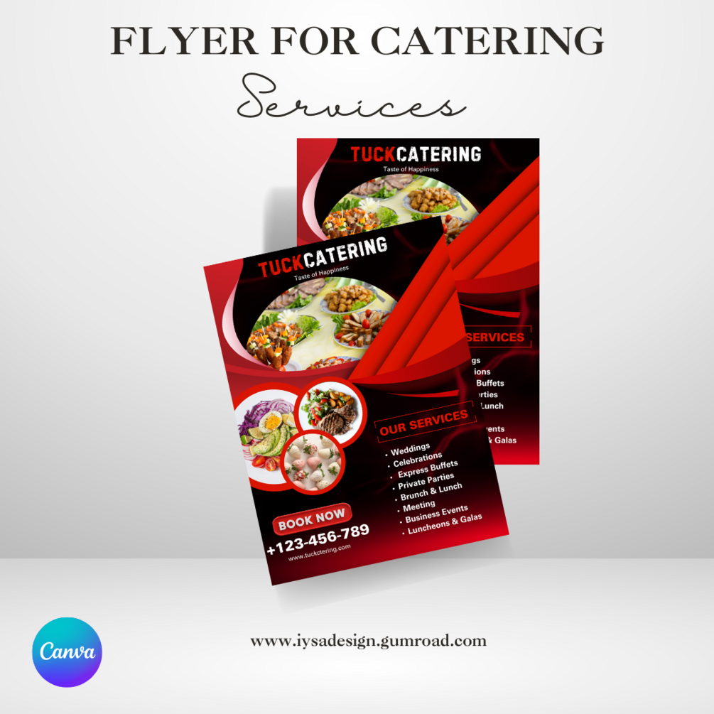 Elegant Catering Flyer Template Editable In Canva Food Event Services