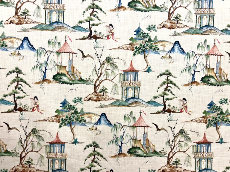 Okayama Flax Asian Toile Home Decor Fabric