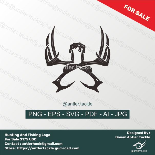 Deer Antler Beer Fish Hook Hunting Fishing Logo Designed By Donan