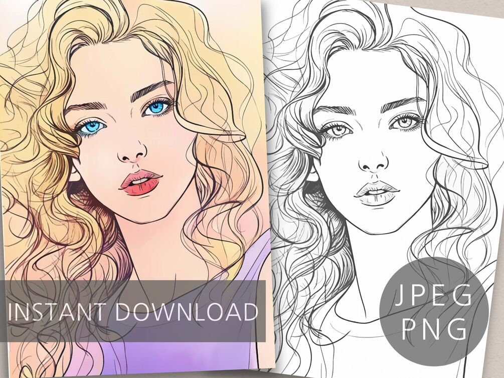 beautiful-woman-ella-digital-and-printable-coloring-page-instant