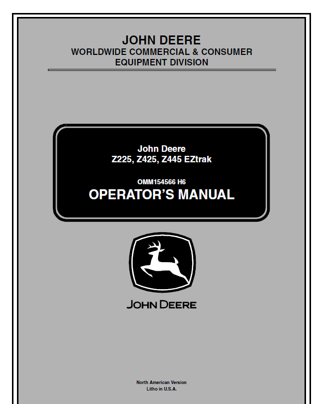 John Deere Z225 Manual