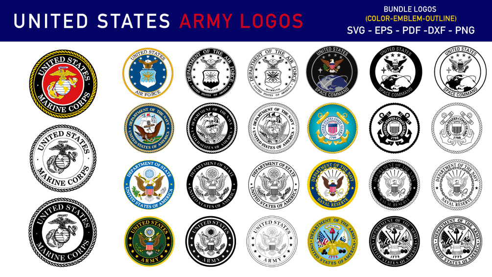 9 US Military logos Bundle | US Military-Inspired | laser cuting ...