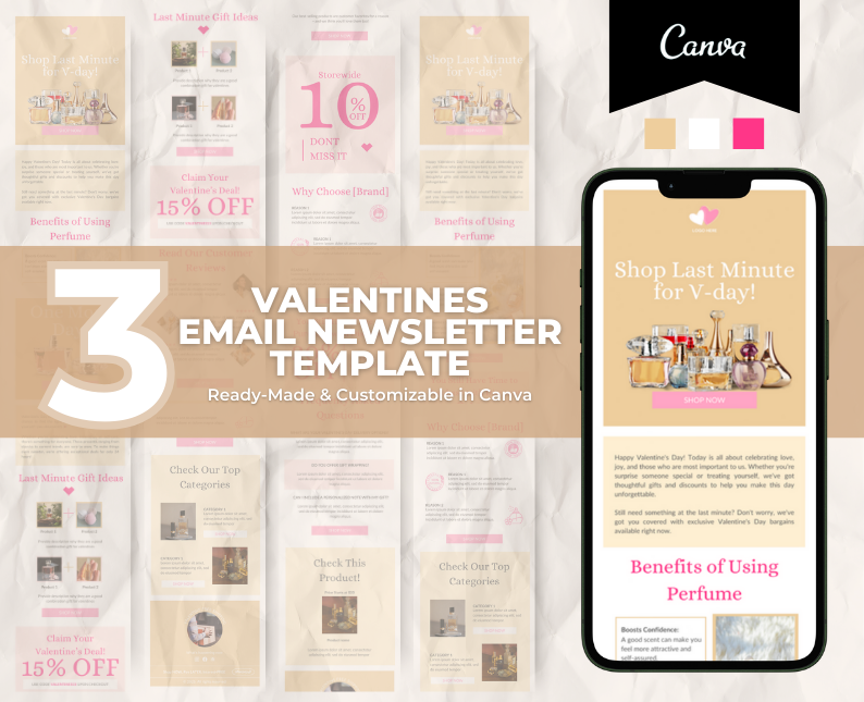 Editable Perfume Valentines Email Template for Klaviyo Mailchimp E