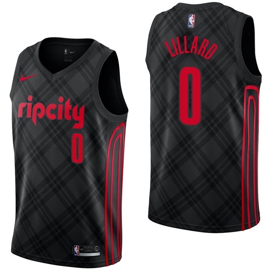 Damian lillard black sale rip city jersey