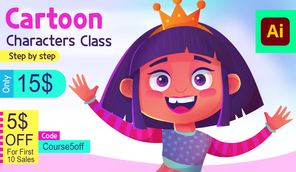 Create a Cartoon Character from Sketch to finish ! with adobe illustrator