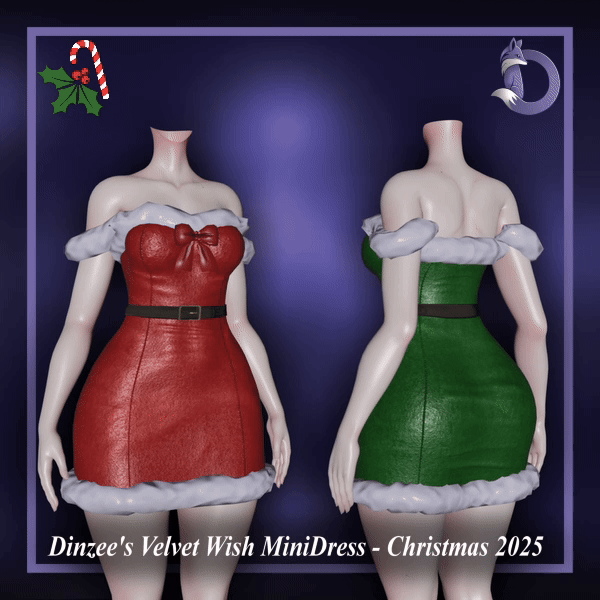 Dinzee's Velvet Wish Mini Dress - Christmas 2025 (Gumroad)