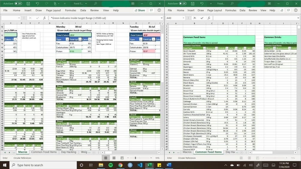 Weekly Calorie Tracker in Excel (Basic)