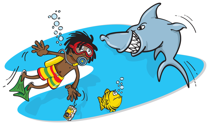 scuba shark cartoon